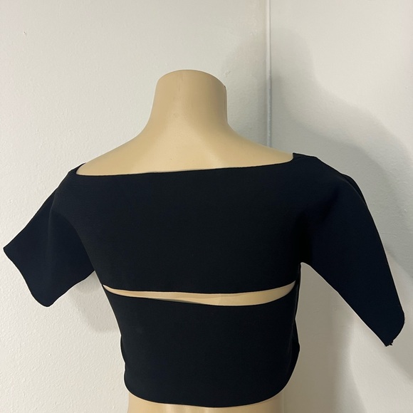 Alexander Wang Black Asymmetric Cutout Cropped Top Size Small - Picture 3 of 5